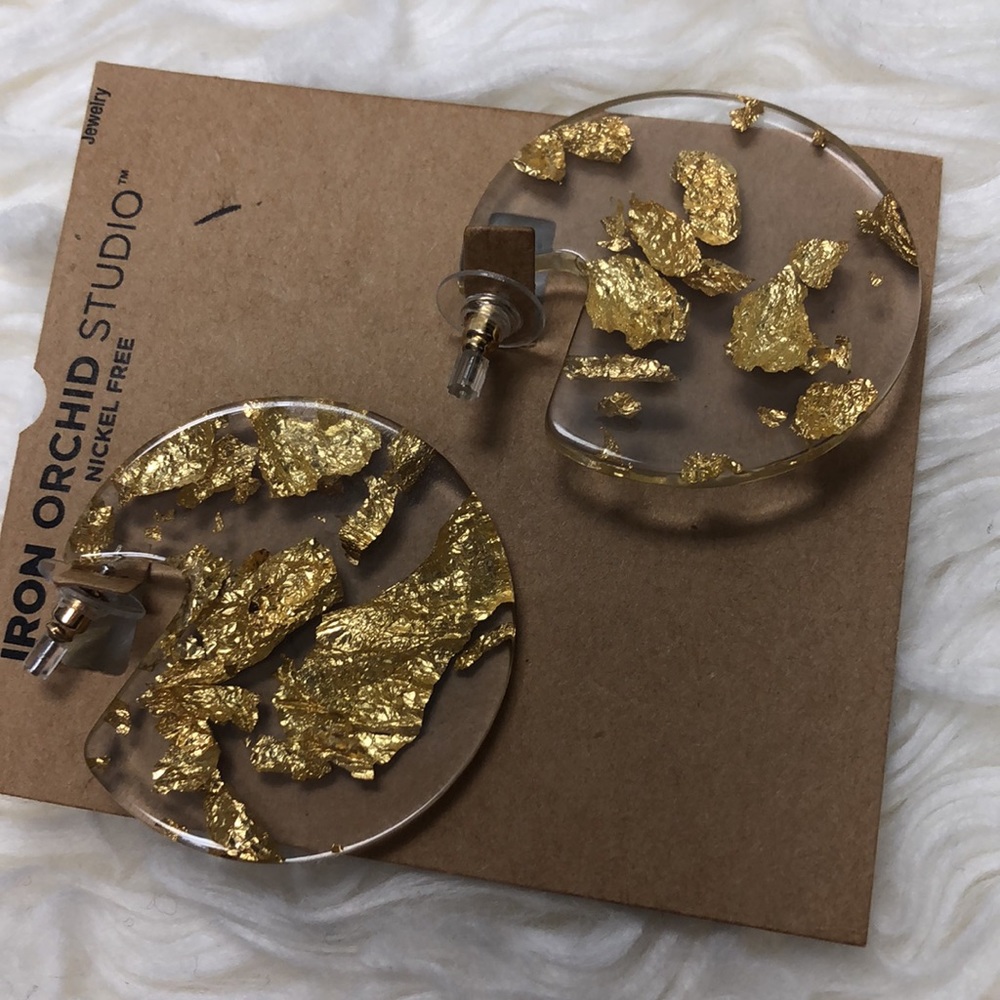 Super cute gold foil earrings nickle free nwt - Picture 3 of 3
